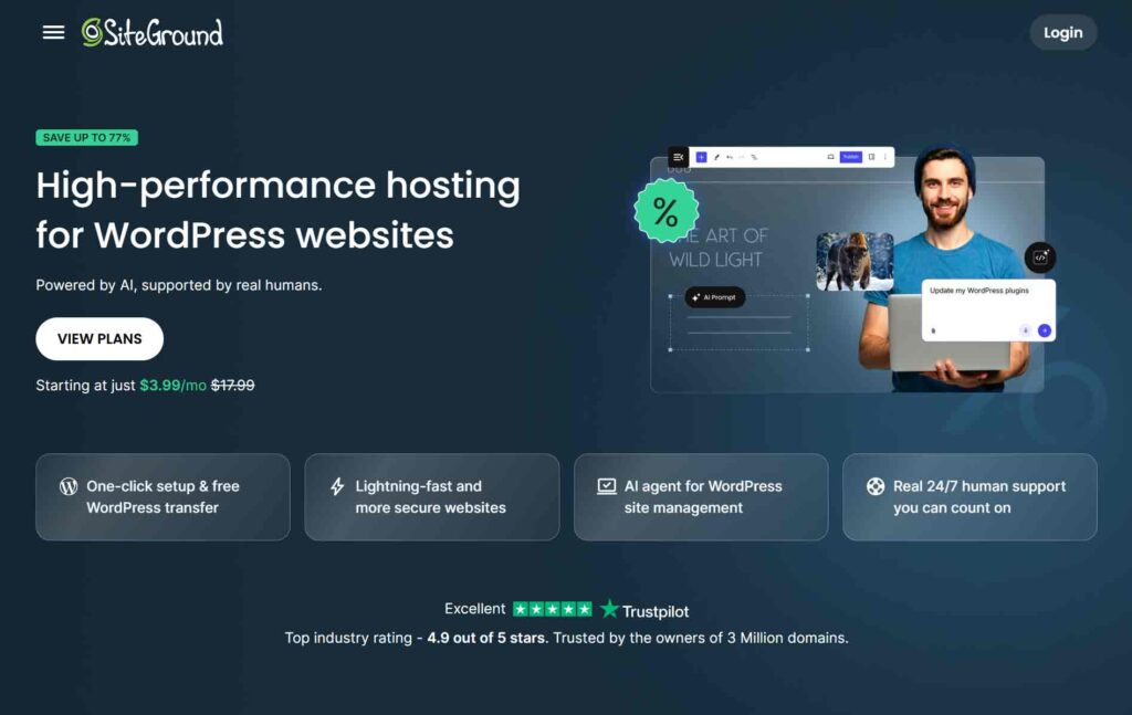 Manage WordPress hosting with SiteGround dashboard